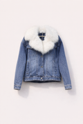 Light Blue Denim Jacket with Faux Fur Collar