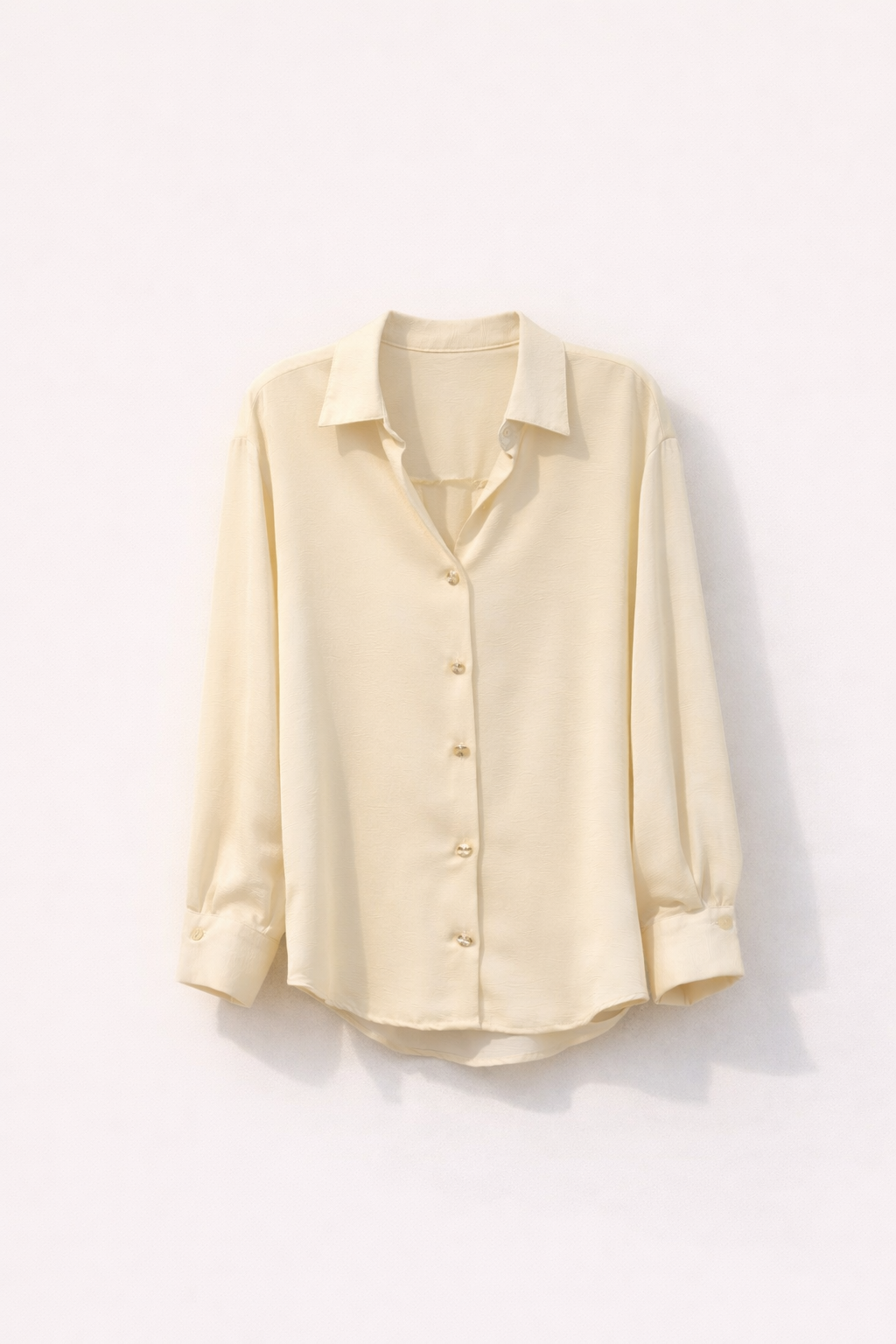 Champagne Satin-Finish Button Shirt