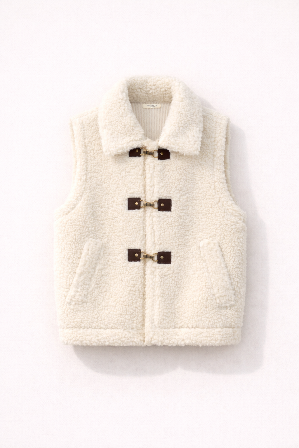 Ivory Faux Shearling Knit-Back Vest