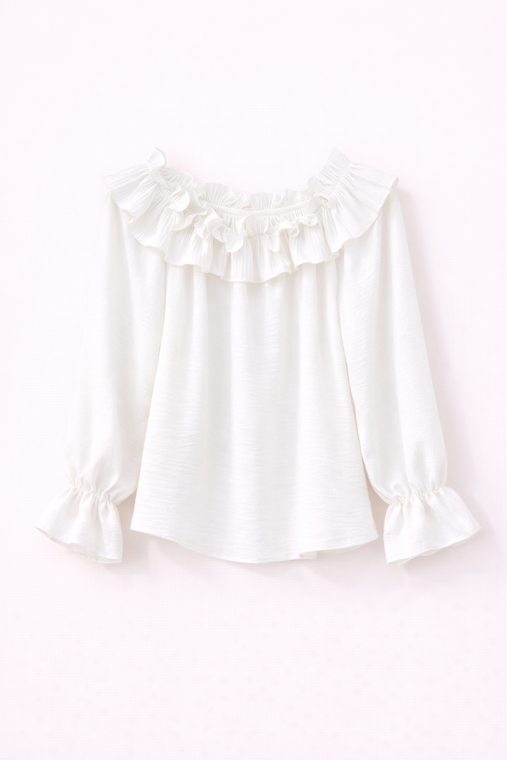 Off-Shoulder Ruffled Textured Blouse