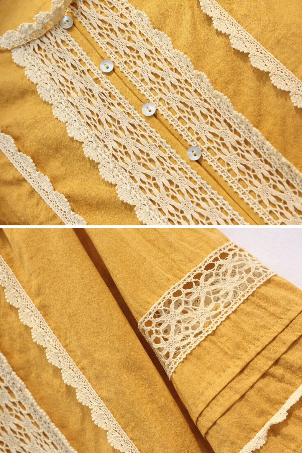 100% Cotton Lace-Trim Embroidered Blouse