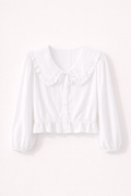 Blusa de algodón suave con volantes y encaje