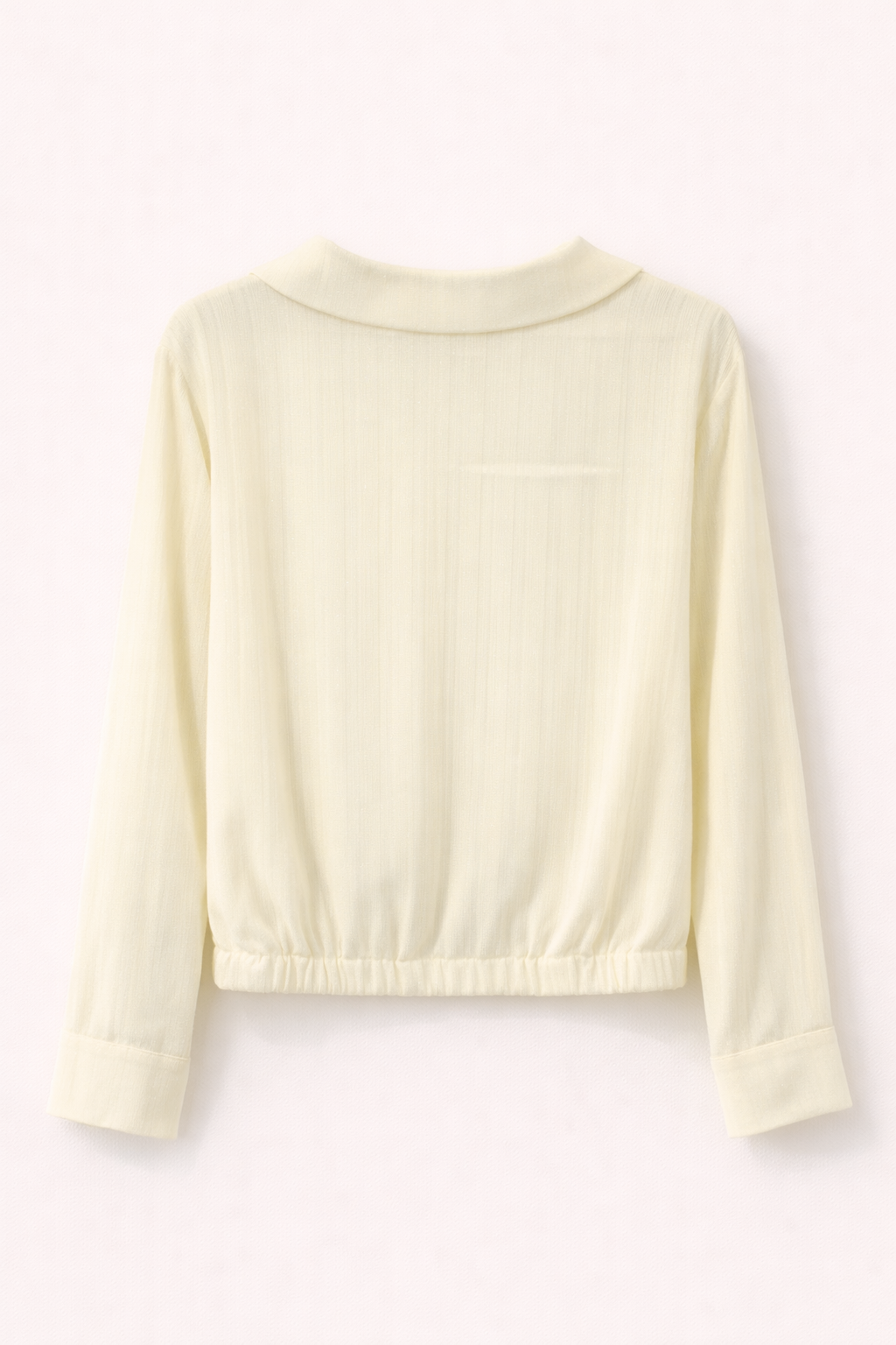 Butter Cream Textured Tie-Front Blouse with Subtle Shimmer