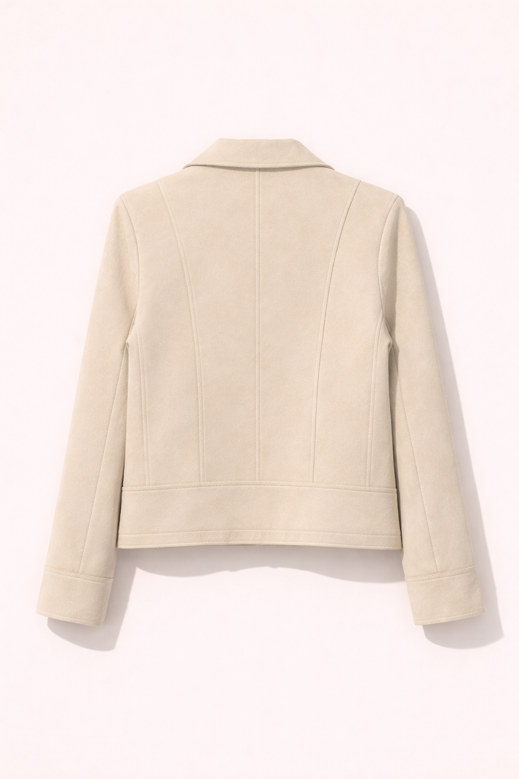 Chaqueta corta de ante sintético color arena