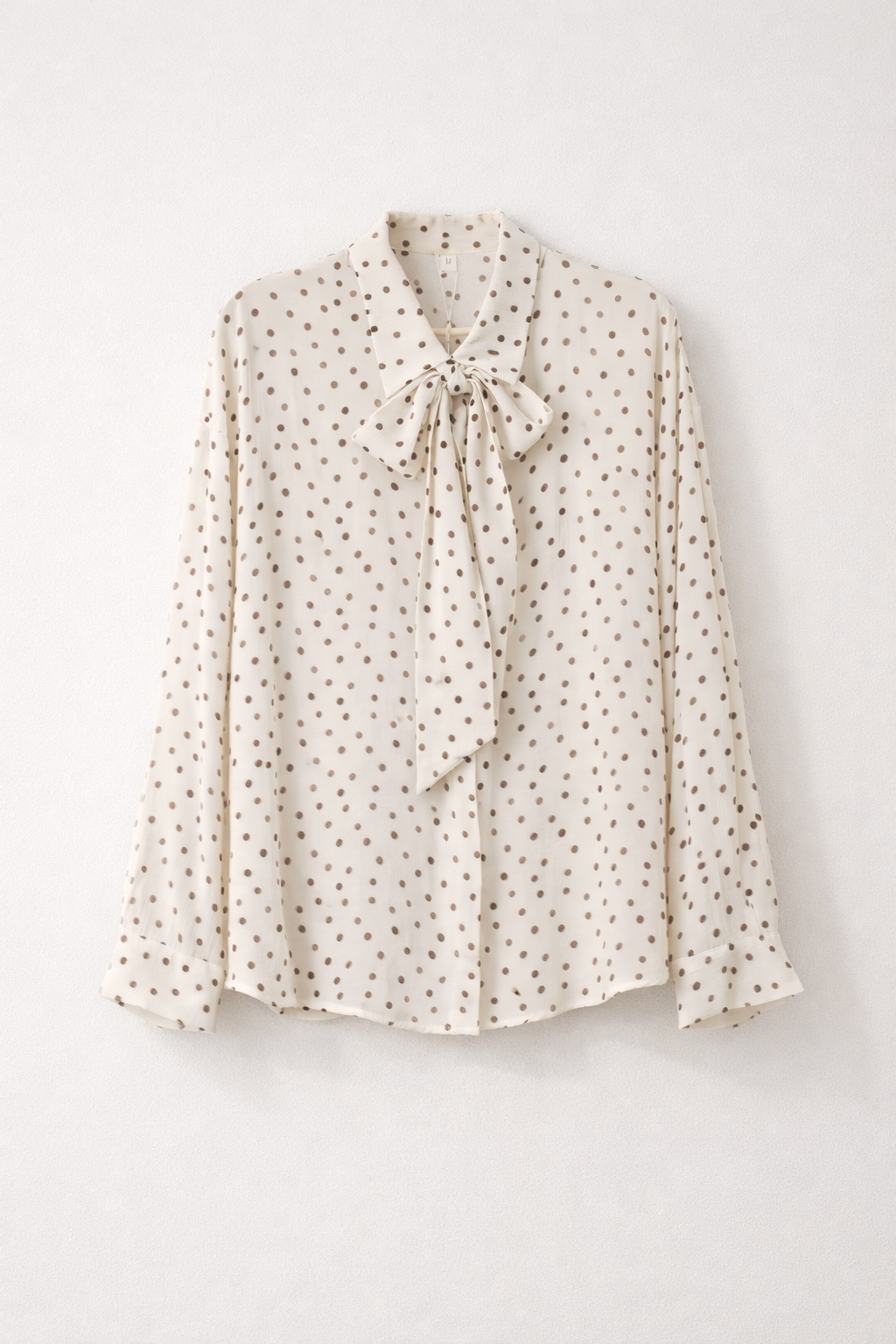 Polka Dot Tie-Neck Blouse