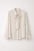 Polka Dot Tie-Neck Blouse