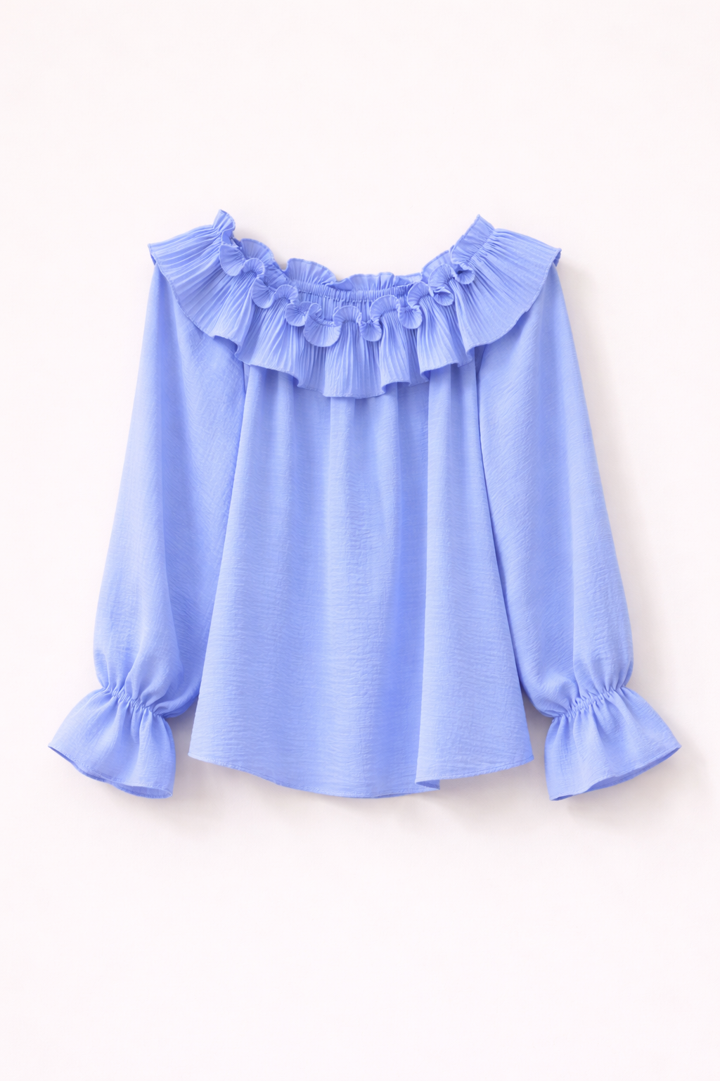 Blusa texturizada con volantes y hombros descubiertos