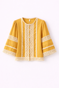 Blusa bordada con encaje 100 % algodón