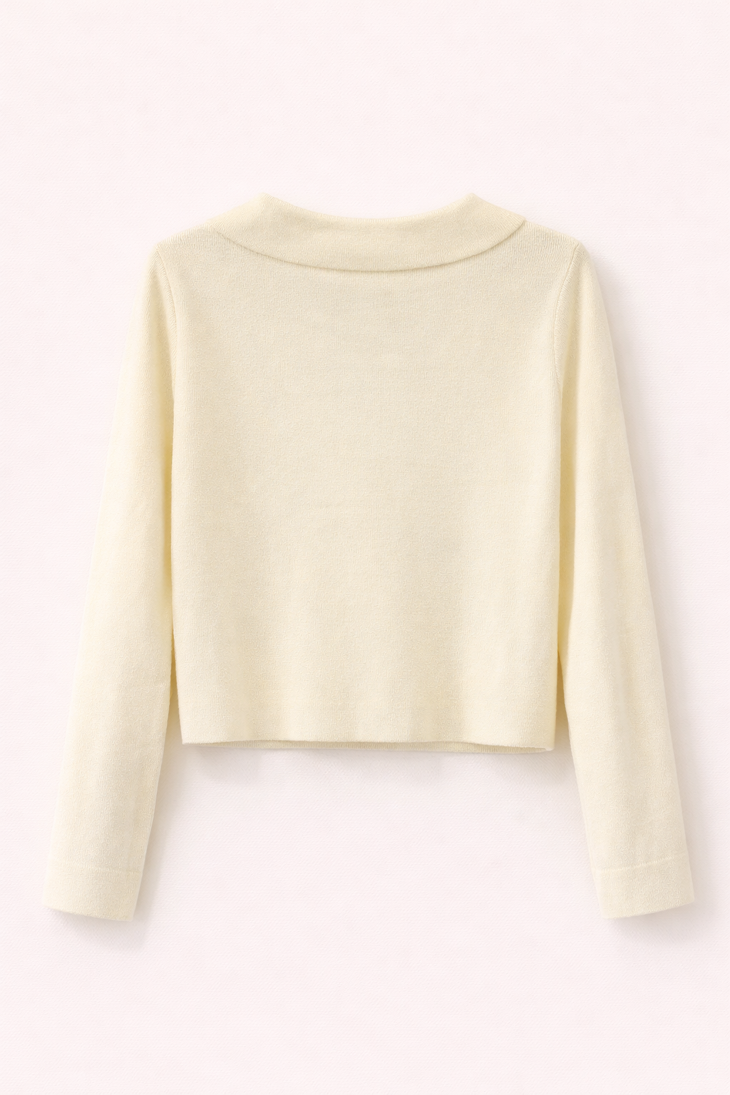 Cream Double-Breasted Cropped Knit Cardigan