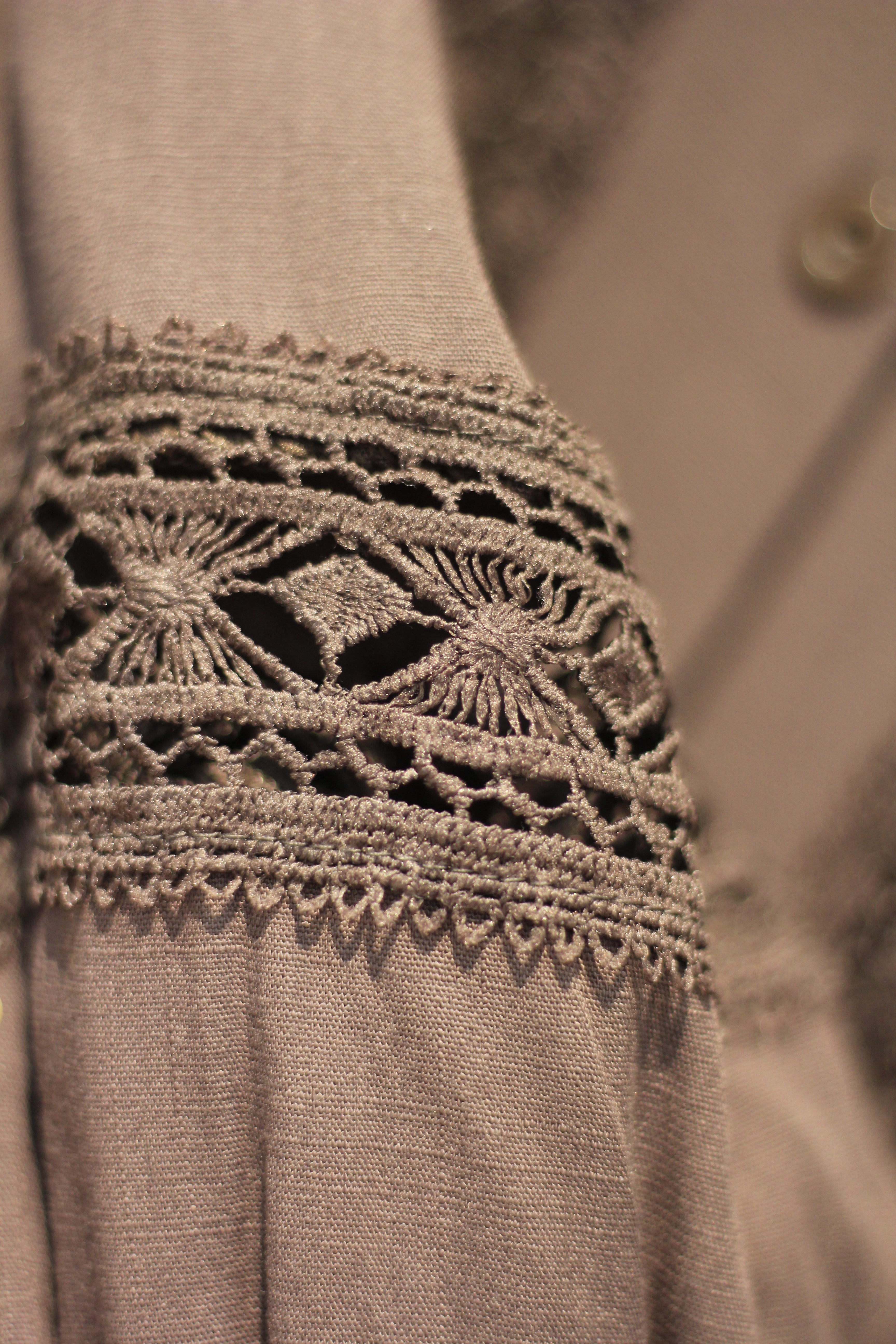 Chocolate Brown Lace Panel Blouse with Textured Details