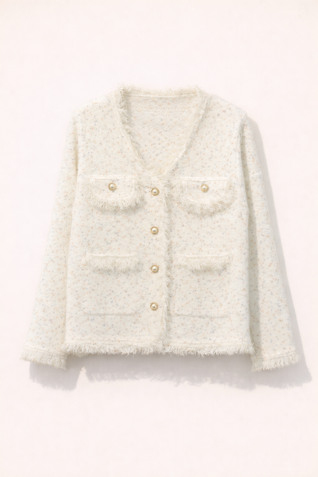 Cream Textured Dot Jacket
